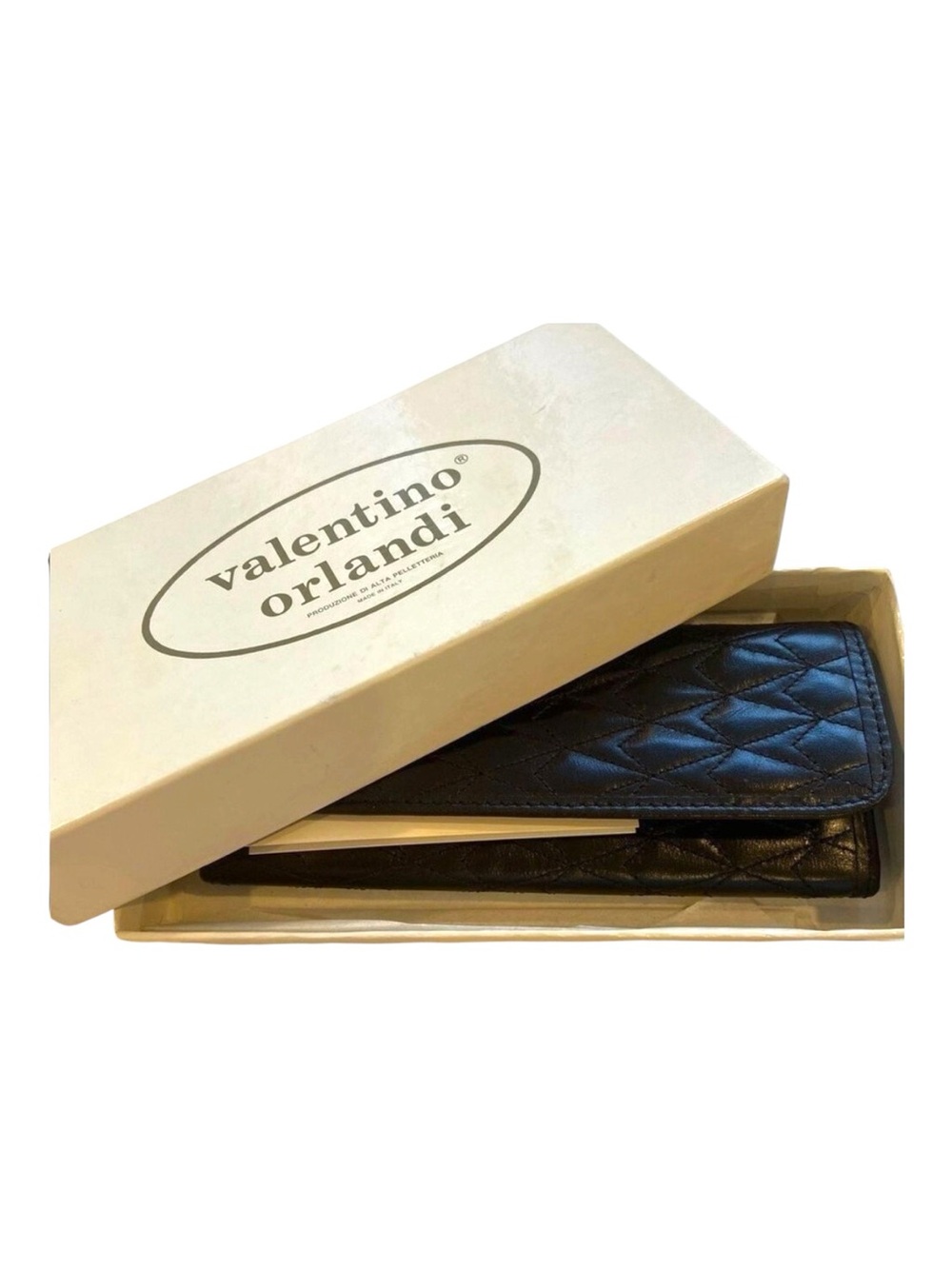 Valentino Orlandi Vintage Black Quilted Leather Key Card Holder NWT Italy Wallet